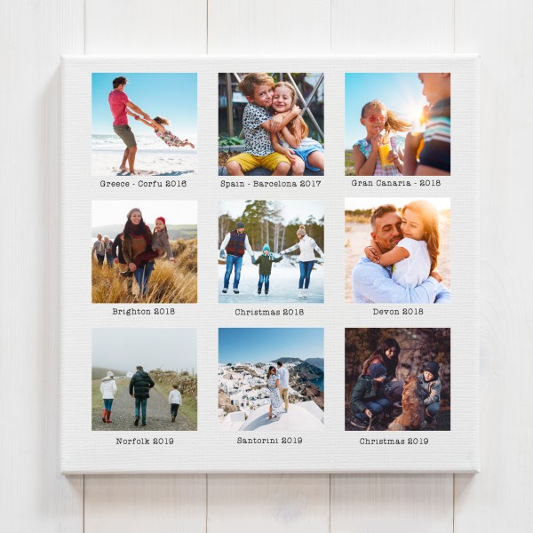 Square Photo and Text Collage Canvas